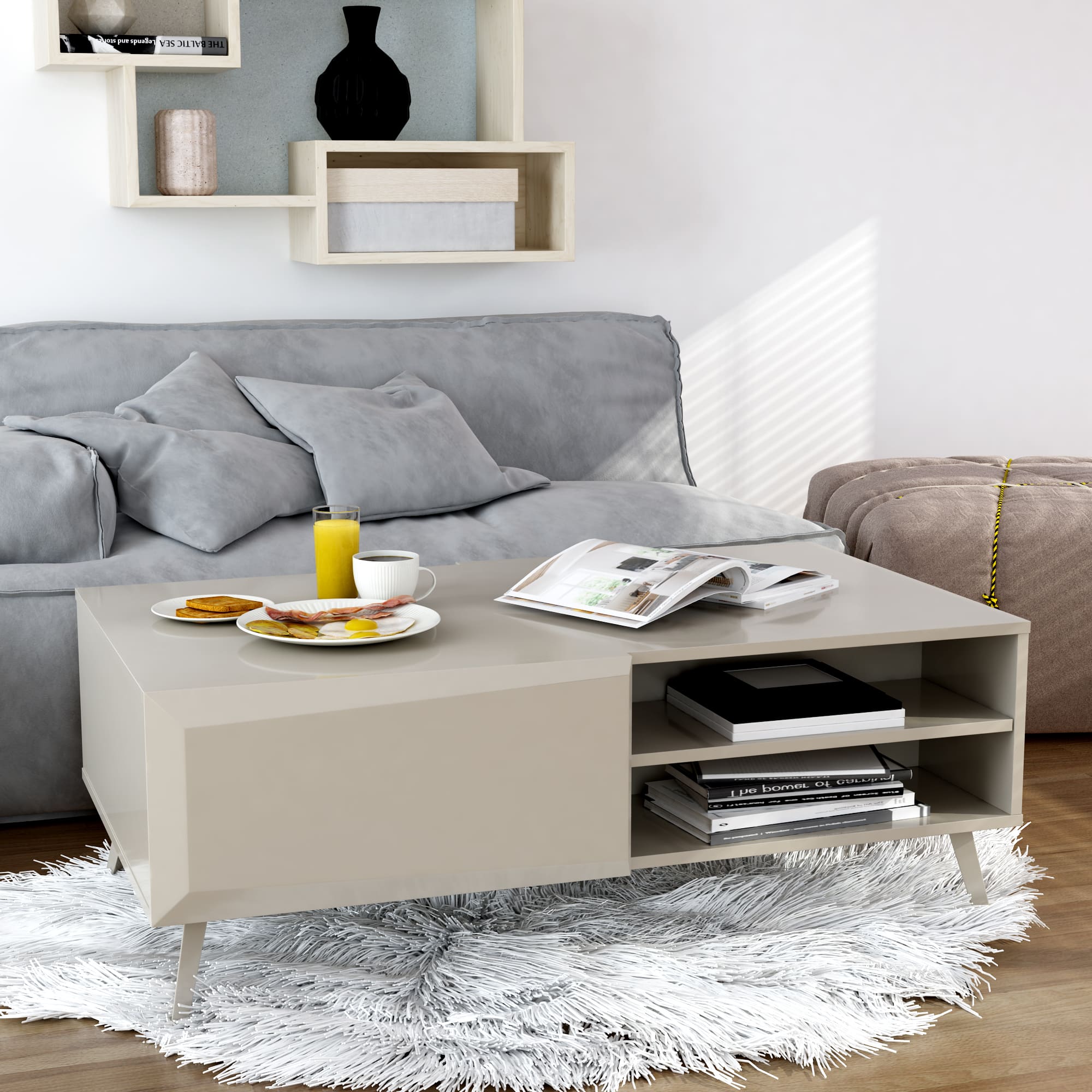 Altus Coffee Table Sleek Gloss Grey Finish - Outside Depot