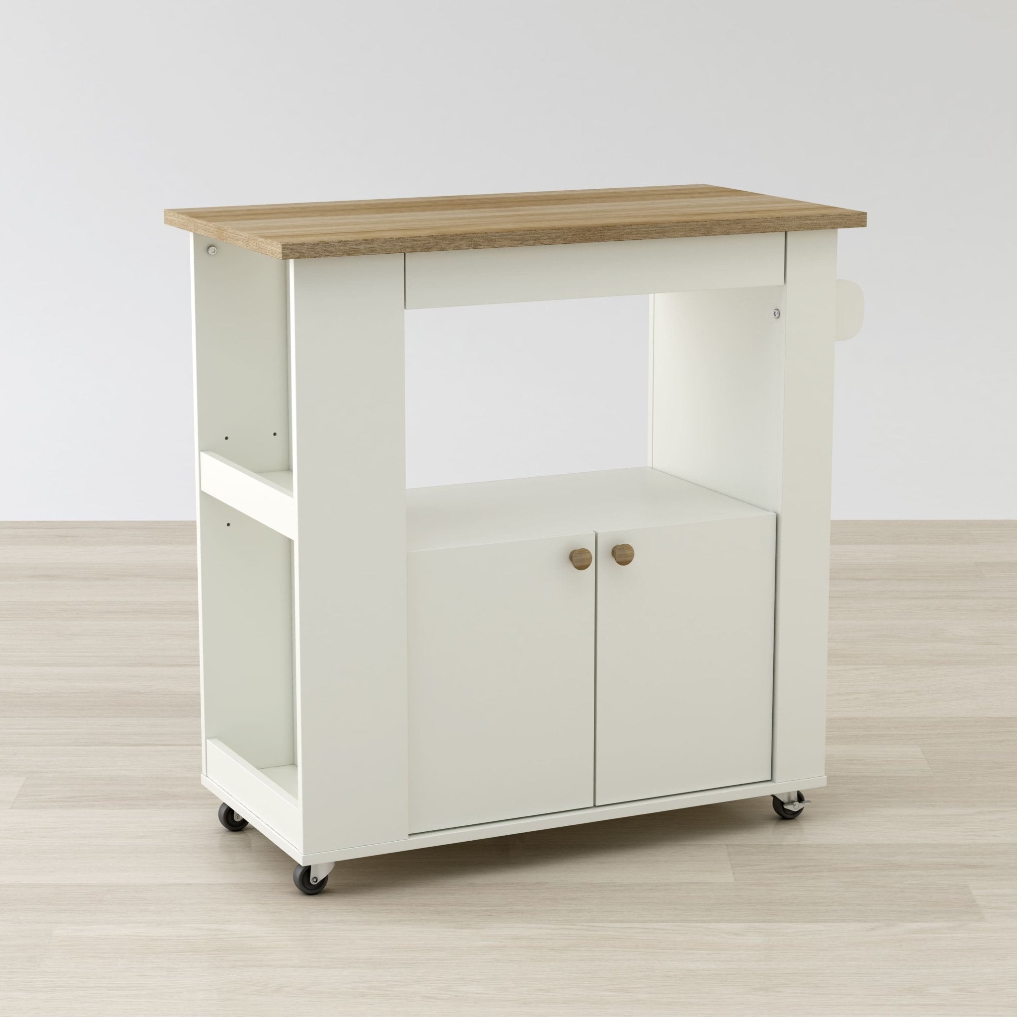 Aston Wooden Kitchen Cart – With Wheels and Storage - Outside Depot