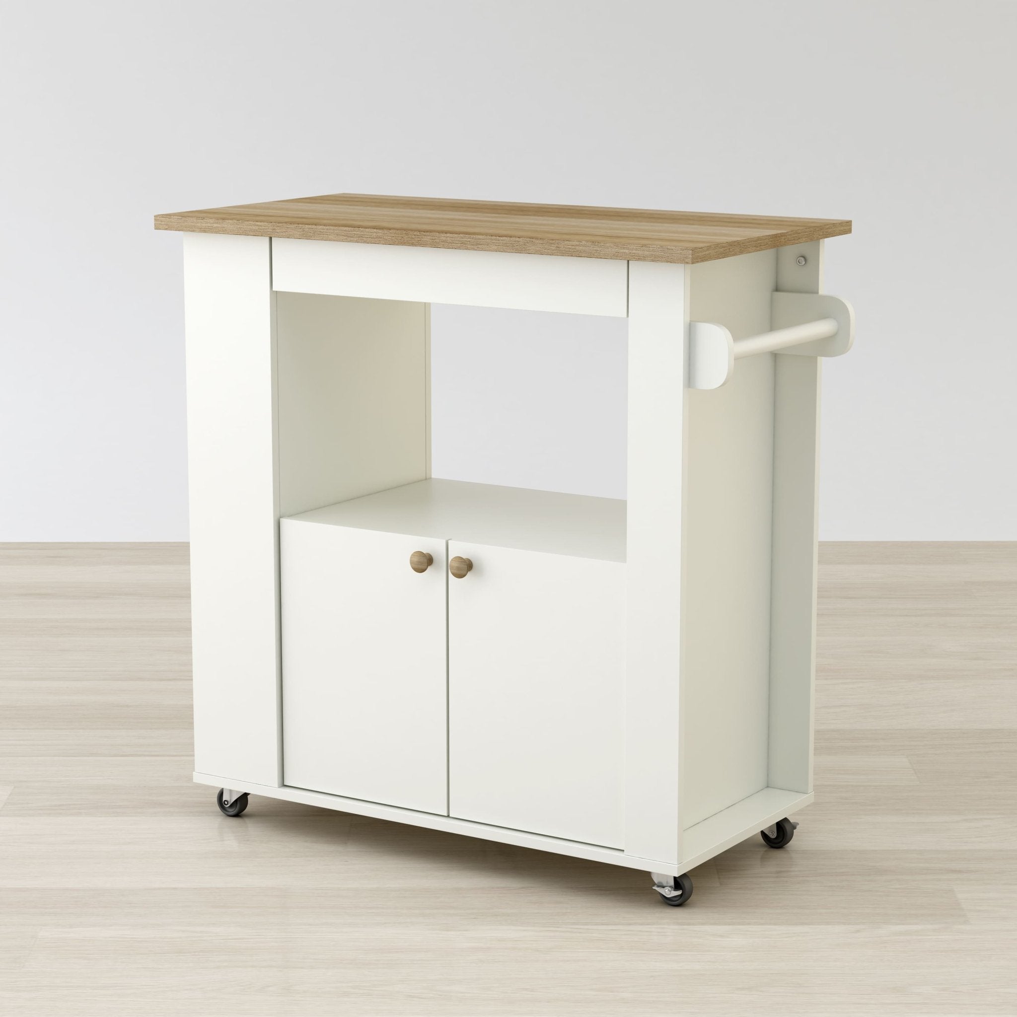 Aston Wooden Kitchen Cart – With Wheels and Storage - Outside Depot