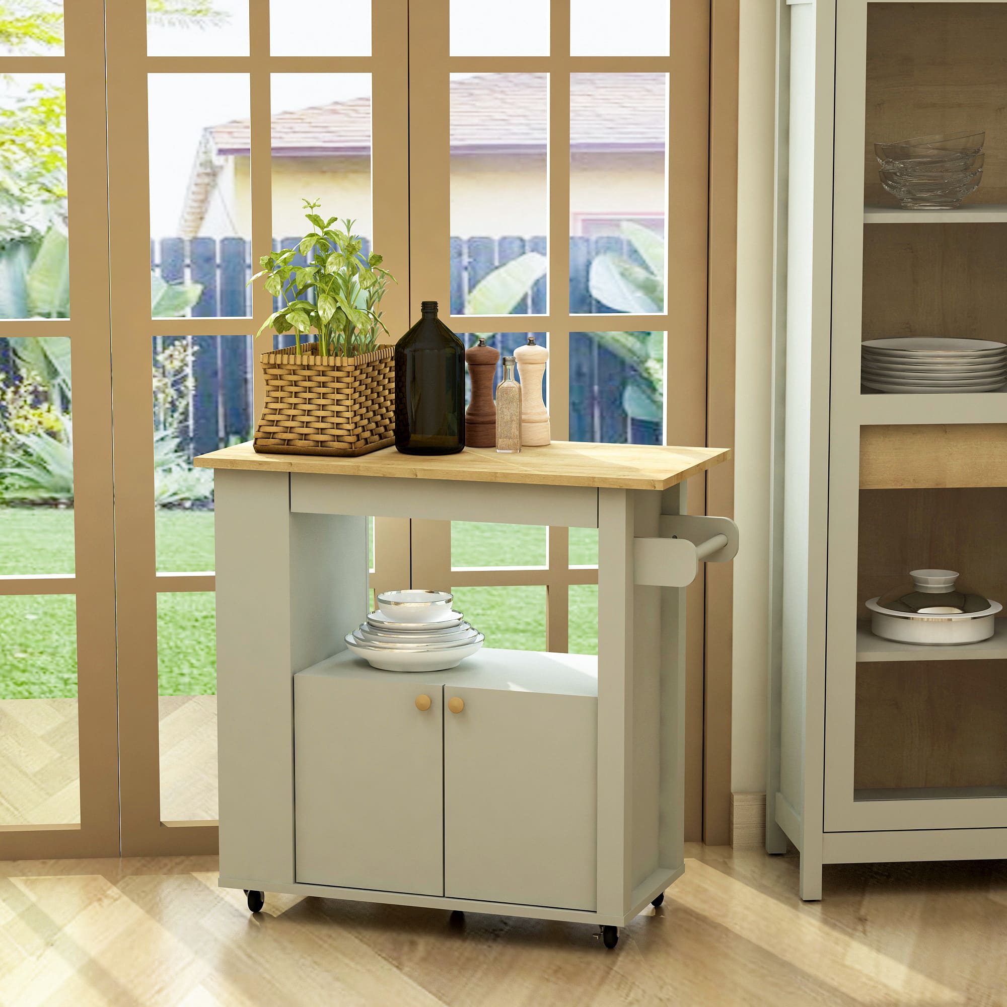 Astor Kitchen Cart – Mobile Island With Shelves & Drawers - Outside Depot