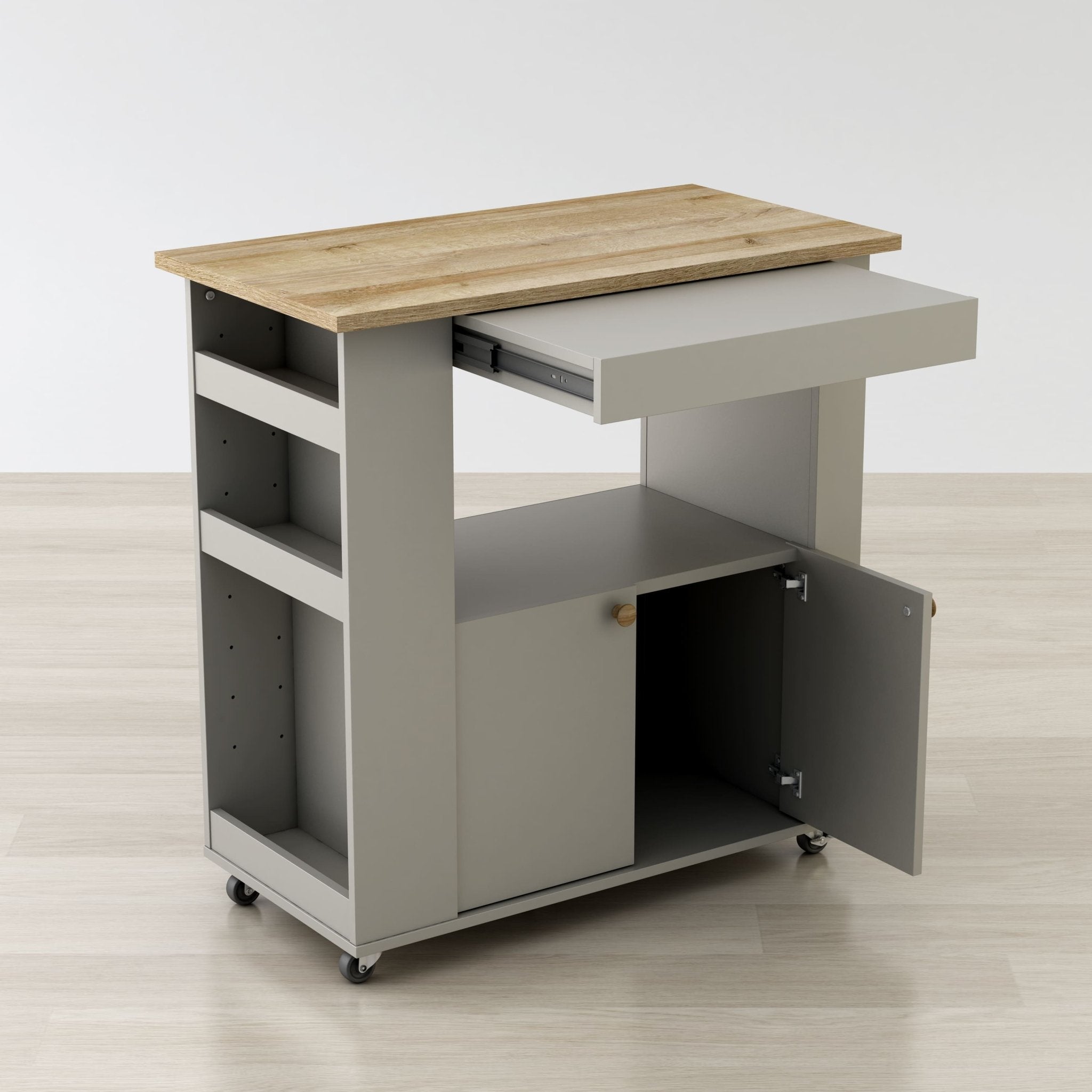 Astor Kitchen Cart – Mobile Island With Shelves & Drawers - Outside Depot