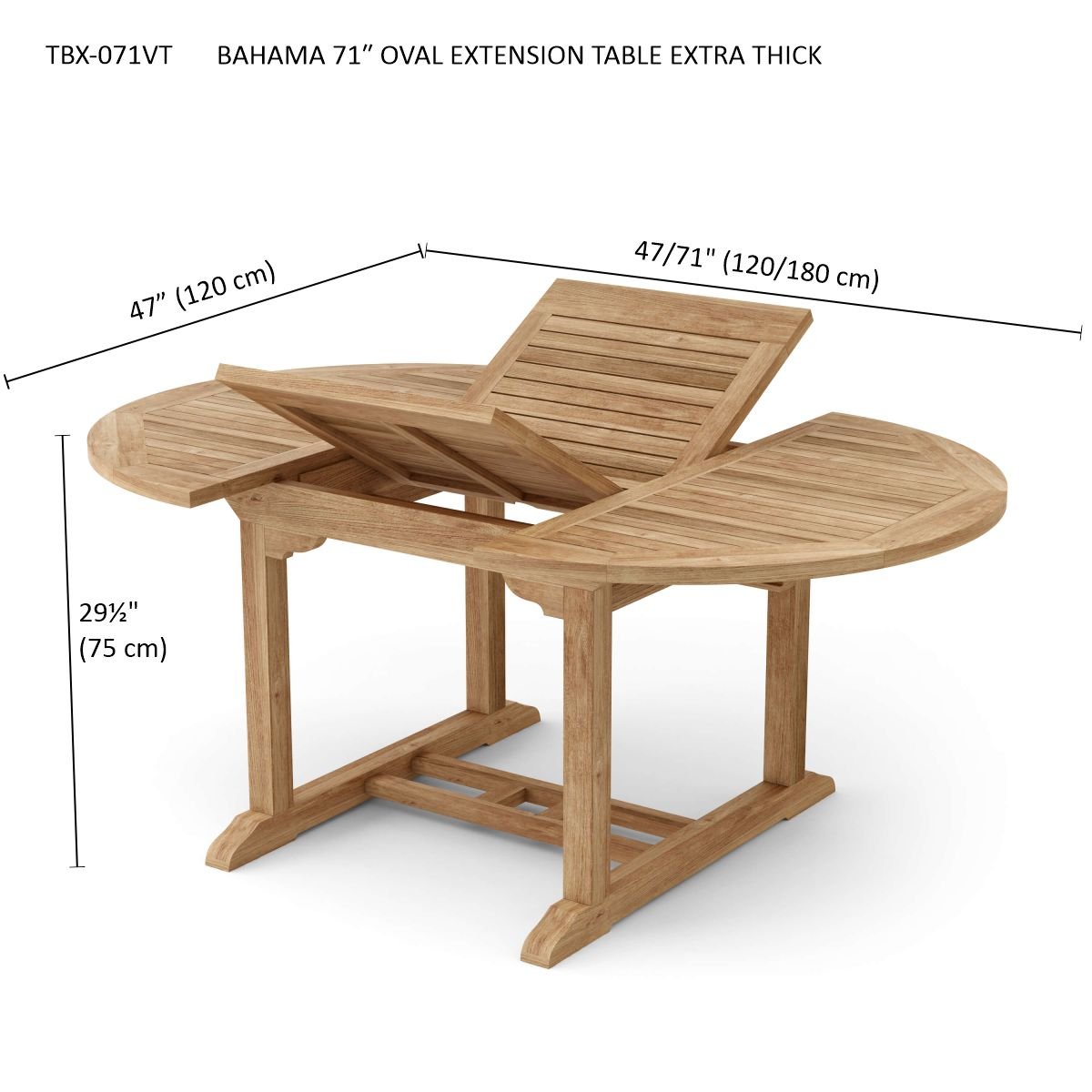 Bahama Extra Thick Oval Extension Table - Outside Depot