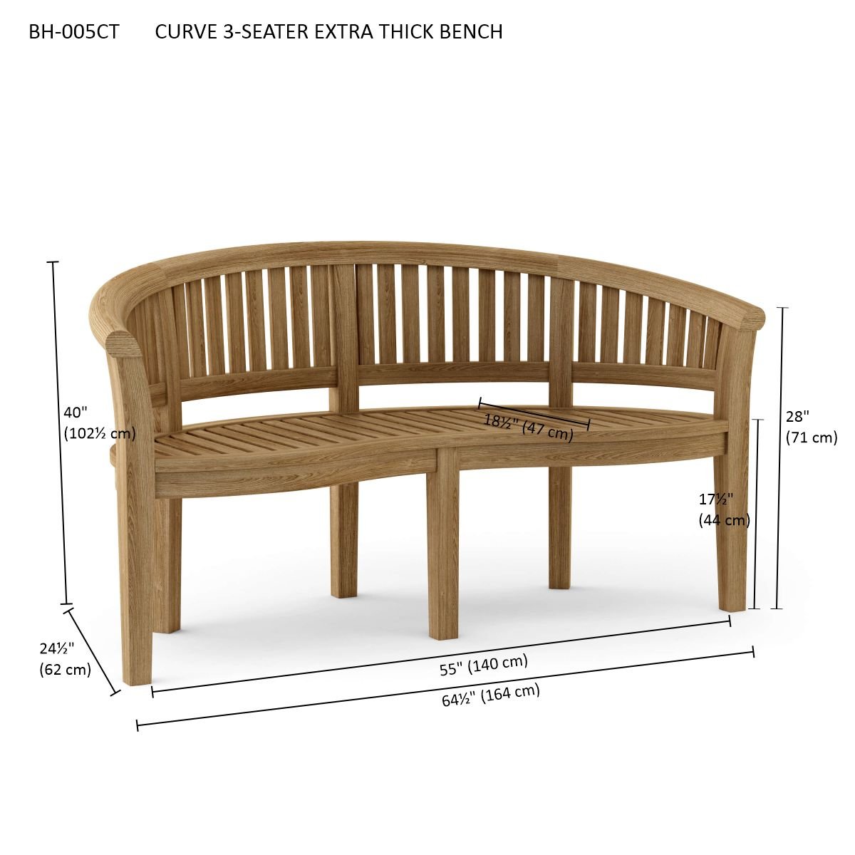 Curve 3 Seater Extra Thick Bench - Outside Depot