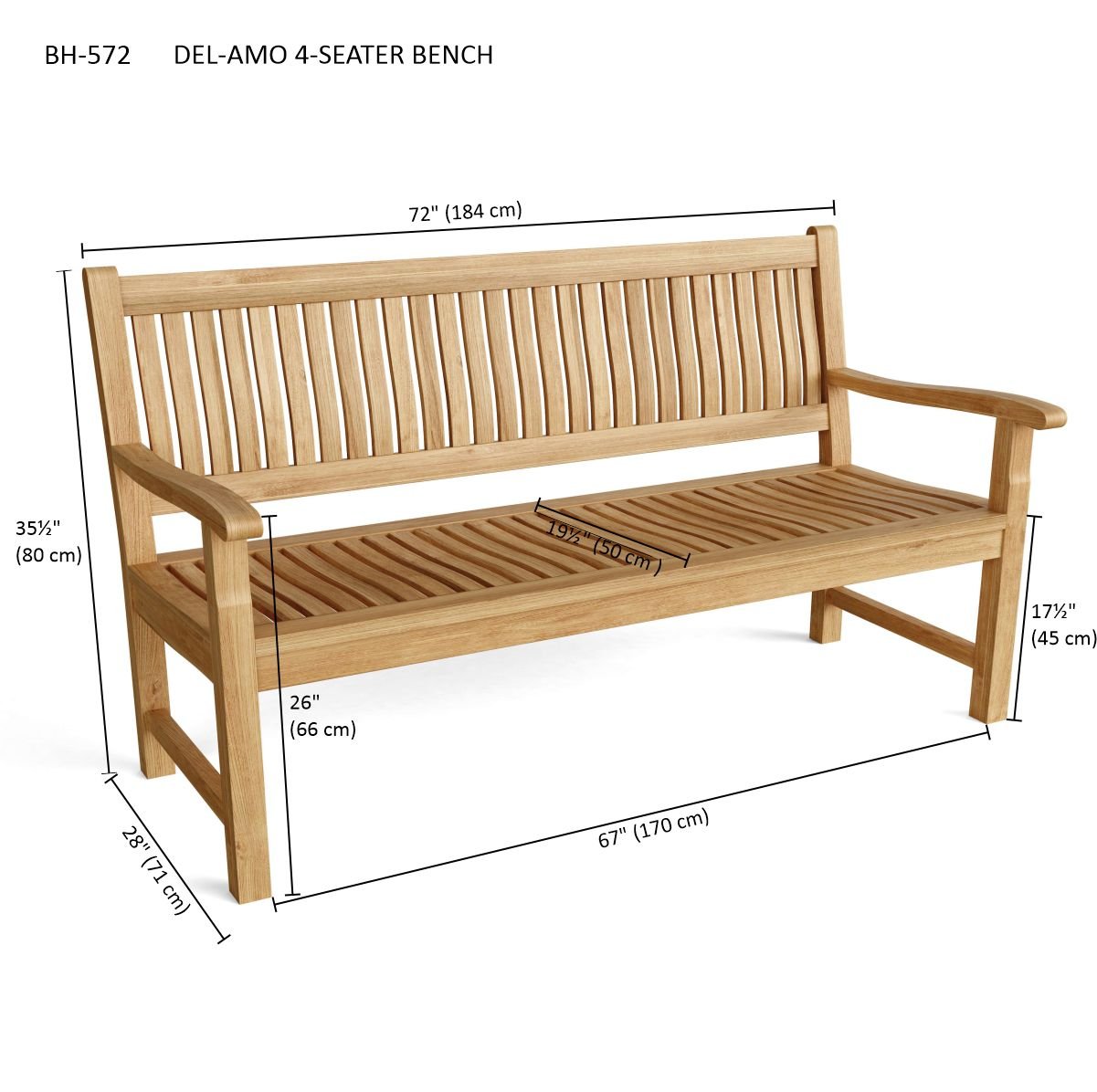 Del - Amo 4 - Seater Bench - Outside Depot