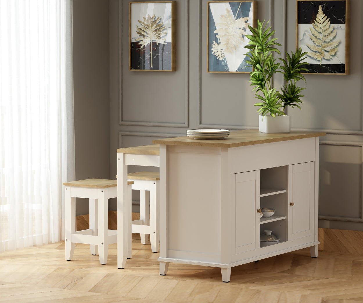 Delphi Kitchen Island – Storage Cabinet with Countertop - Outside Depot