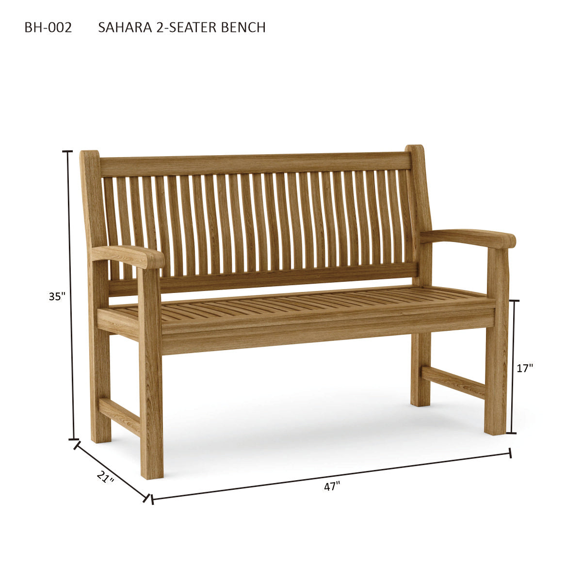 Sahara 2-Seater Bench Classic Style for Your Garden or Patio