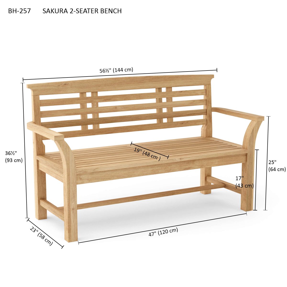 Sakura 2-Seater Bench Comfortable Seating for Outdoors