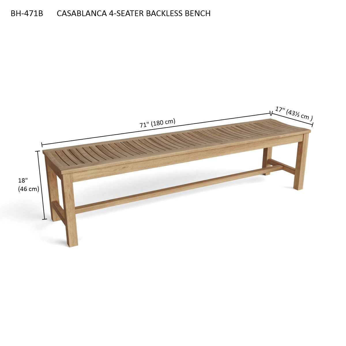 Casablanca 4-Seater Backless Bench
