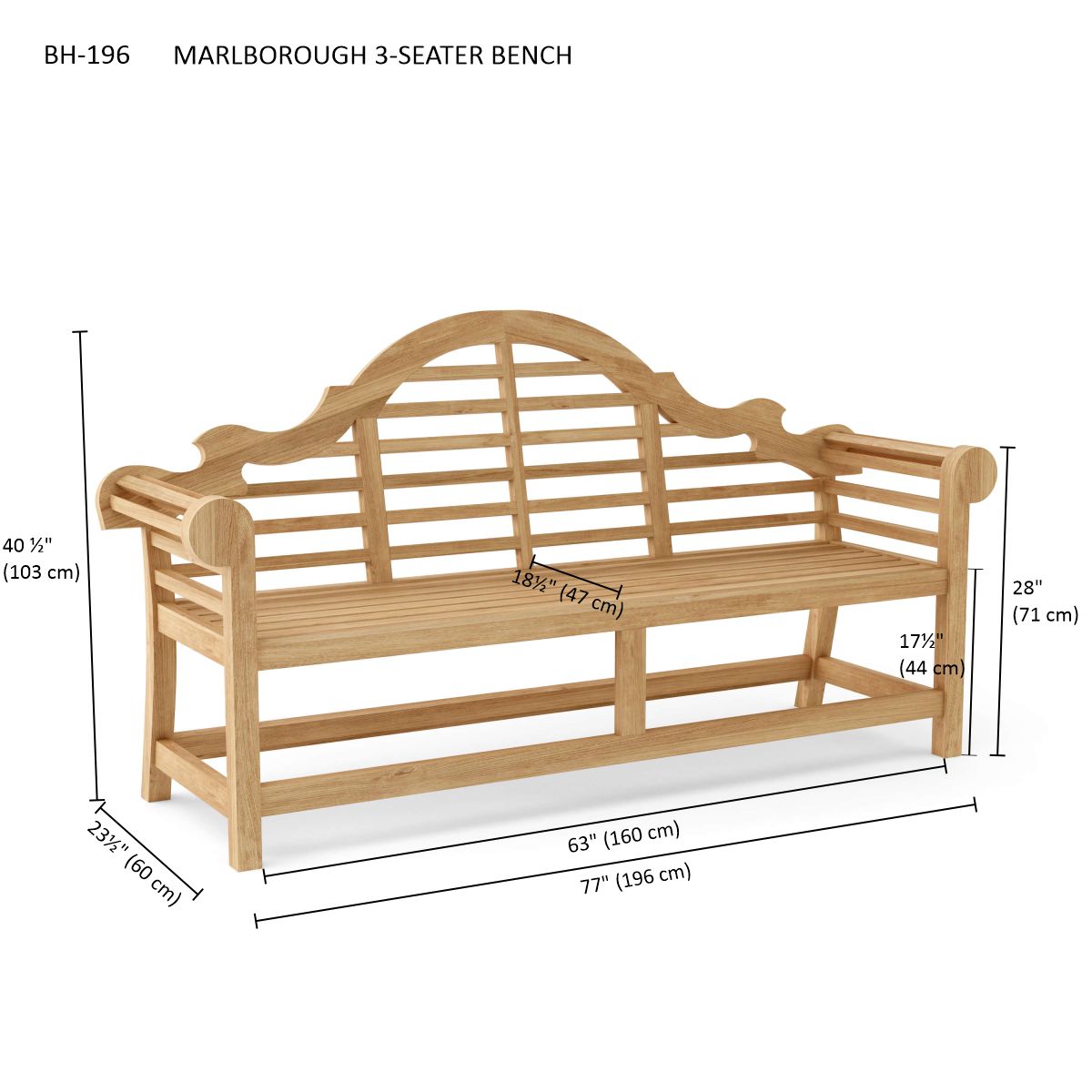 Marlborough 3 Seater Bench