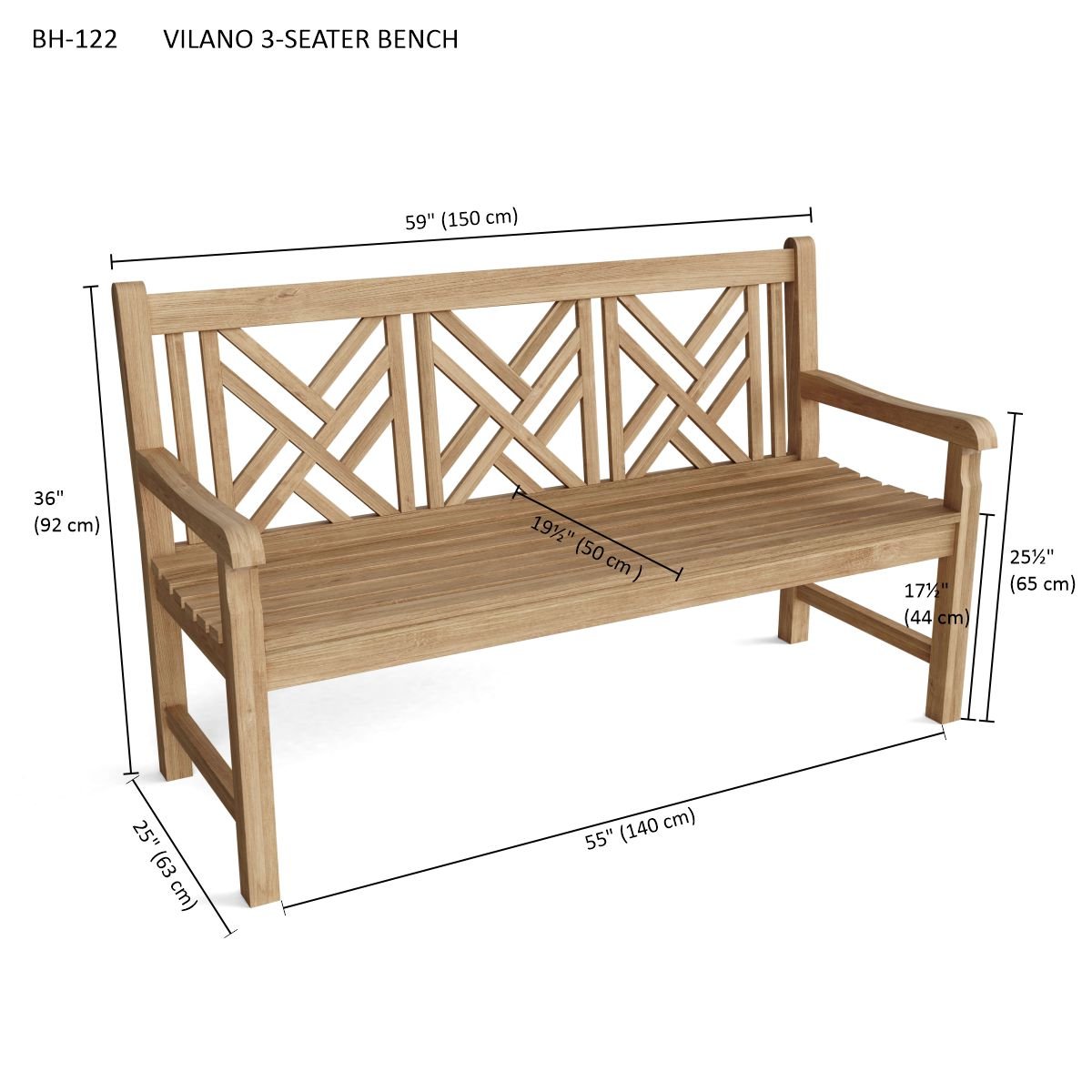 Vilano 3 - Seater Bench - Outside Depot