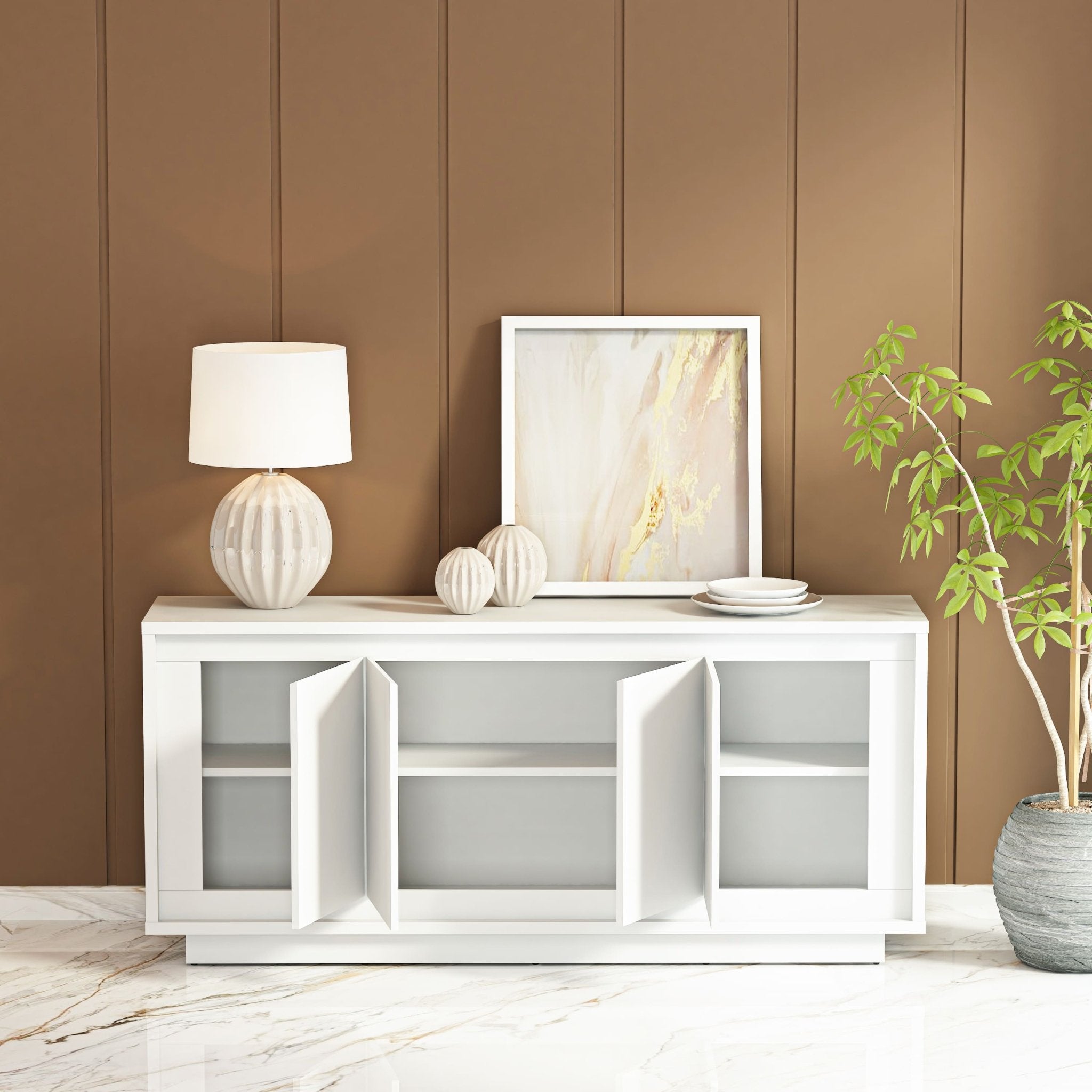 White Paraggi Sideboard – Minimalist Dining Room Storage - Outside Depot