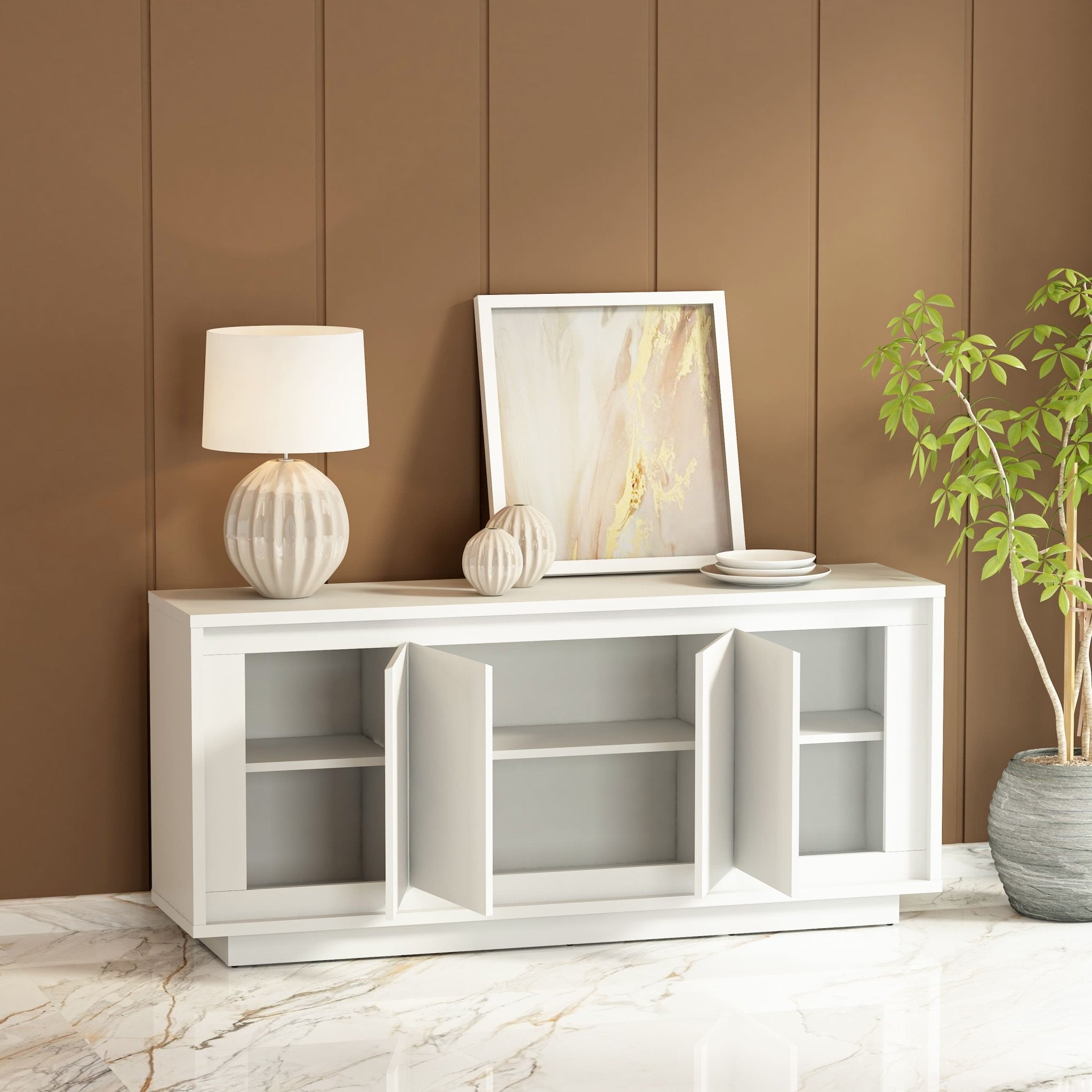 White Paraggi Sideboard – Minimalist Dining Room Storage - Outside Depot