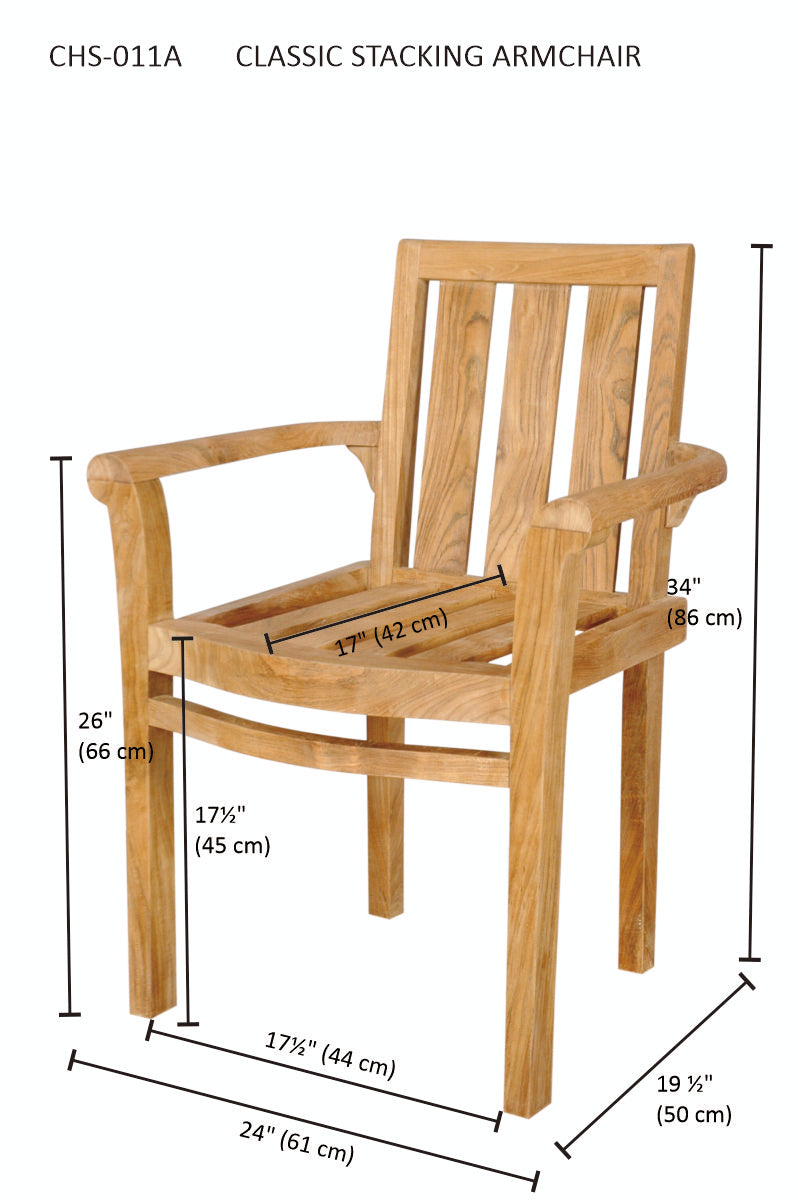 Classic 4 Piece Stacking Arm Chair