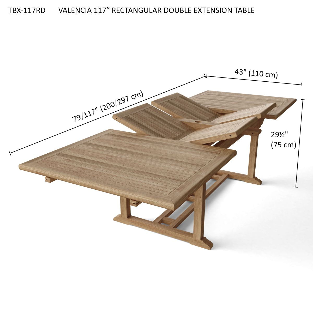 Valencia Rectangular Double Extension Table